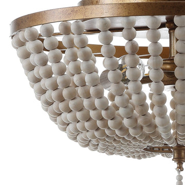 Allison 15" Wood Beaded/Metal LED Flush Mount - JONATHAN Y